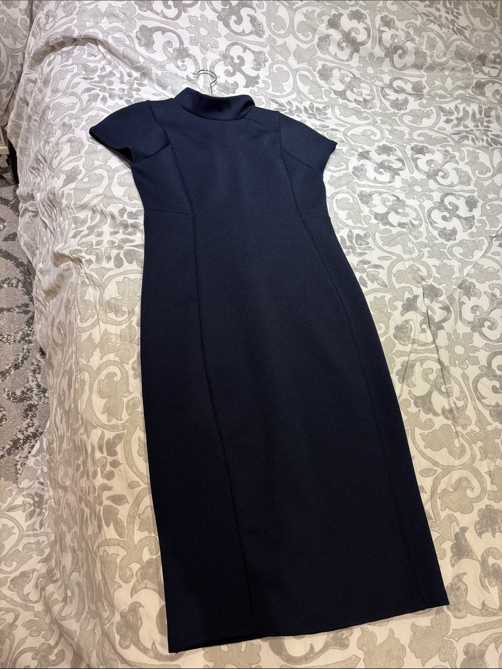 Zara Classic navy Midi Dress with Mock Neck